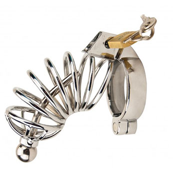 picture of Impound Corkscrew Male Chastity Device with Penis Plug