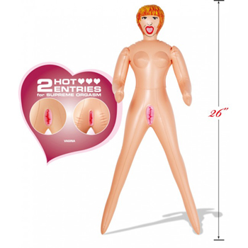 picture of Romping Rosy Inflatable Mini Size Doll with 2 Love Holes