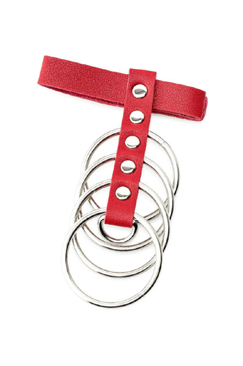 picture of Red PU Leather Cockring with Metal Shaft Support  45 mm